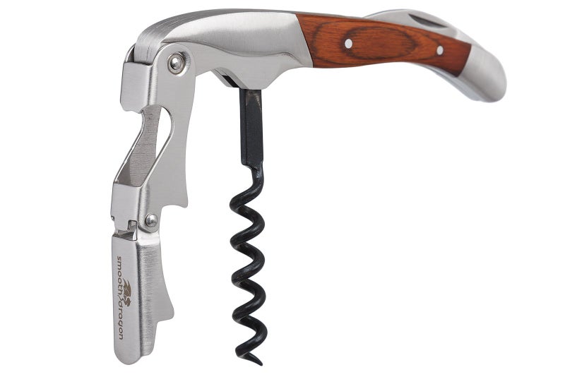 Premium Waiters Corkscrew 3 in 1 Stainless Steel Wine Opener with Rosewood Pull Tap Handle Bottle Opener and Serrated Foil Cutter