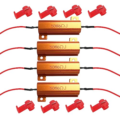 RBOKO 4Pcs Load Resistors 50W 6ohm Fix LED Bulb Fast Hyper Flash Turn Signal Blink Error Code Resistor Flasher Adaptor Flash Fix Error for LED Turn Signal Lights - Image 1