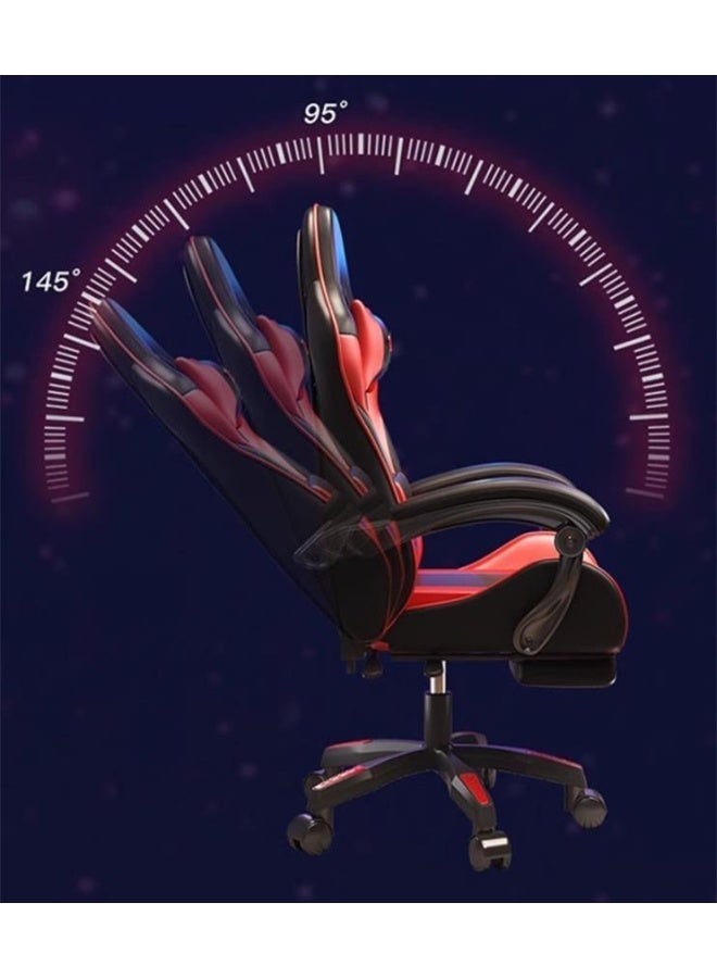 هوتس يو أيه إي كرسي ألعاب رياضي إلكتروني قابل للتعديل، كرسي كمبيوتر مكتبي من جلد البولي يوريثان، دعم قطني عالي الظهر، مسند ذراع مريح للرأس مع مسند للقدمين، دوران 360 درجة، أسود - Image 3