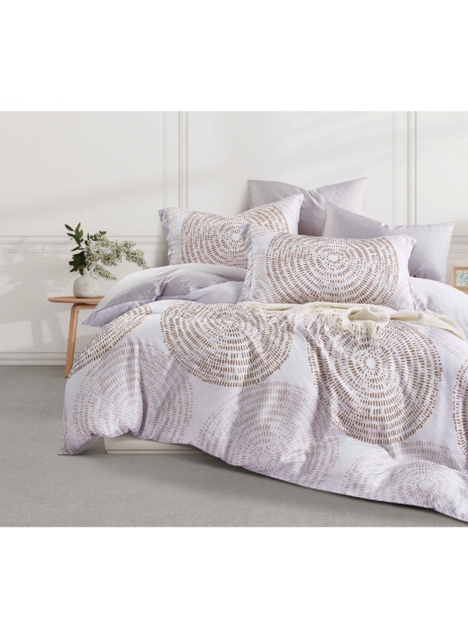 REVE 4-Piece Circle Printed Twin Microfiber Comforter Set Brown and White 35 x 160 x 220 cm FP115-T