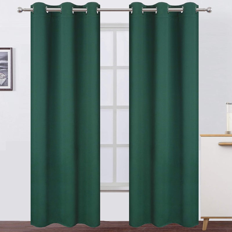 LEMOMO Green Blackout Curtains 34 x 84 Inch LengthSet of 2 Curtain PanelsThermal Insulated Room Darkening Blackout Curtains for Bedroom