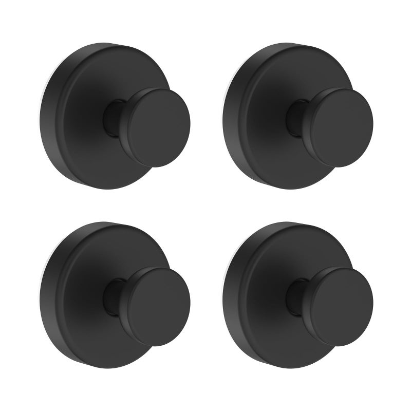 Suction Cup Hooks for Shower Removable Towel Hooks for Bathroom Window Glass Door Wall Bath Robe Looafh Hook for Hanging 4 Pack Black