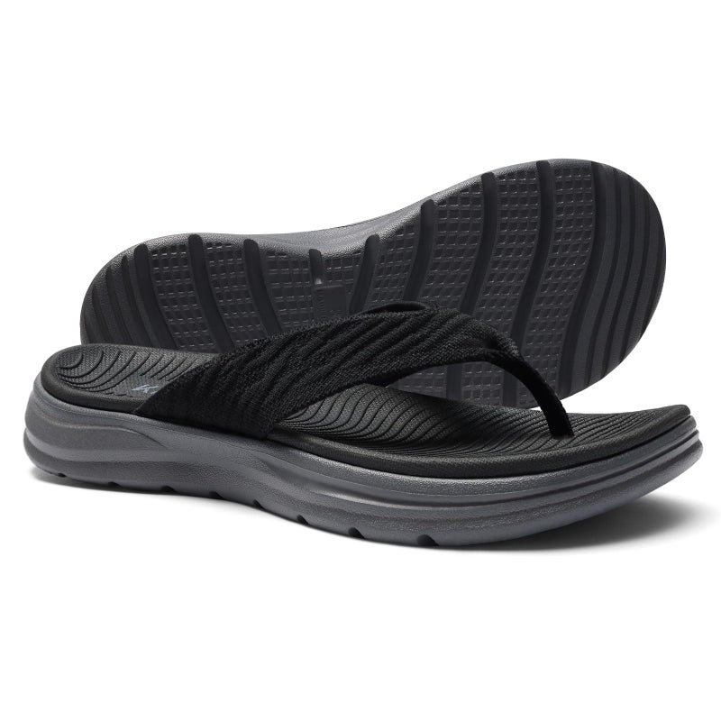 KIDMI Women's Arch Support Flip Flops with Soft Cushion Comfortable Summer Beach Slip On Walking Thong Sandals, Black Grey size 39 - Image 4