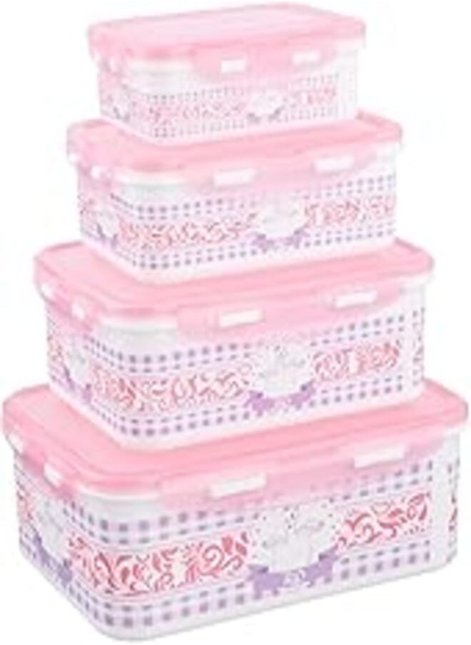 Agfa - Agfa Plastic Rectangular Food Container Set with Lid, 4 Pieces, 23×17 cm - Multi Color - Image 1