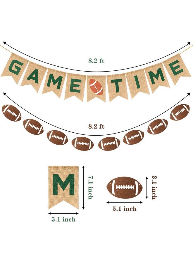 MALLMALL6 Football Burlap & Felt Banners - NO DIY 2pcs Football Banner Game Time Hanging Party Decoration Sports Rustic Bunting Flag Photo Props for Baby Shower Game Birthday Supplies - Image 2
