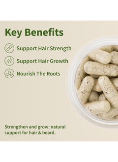 SNAP SUPPLEMENTS تركيبة لنمو الشعر واللحية، شعر أكثر كثافة وقوة ورجولة - غنية بالبيوتين ومستخلص الخيزران، مكمل غذائي - 60 كبسولة  - Image 4