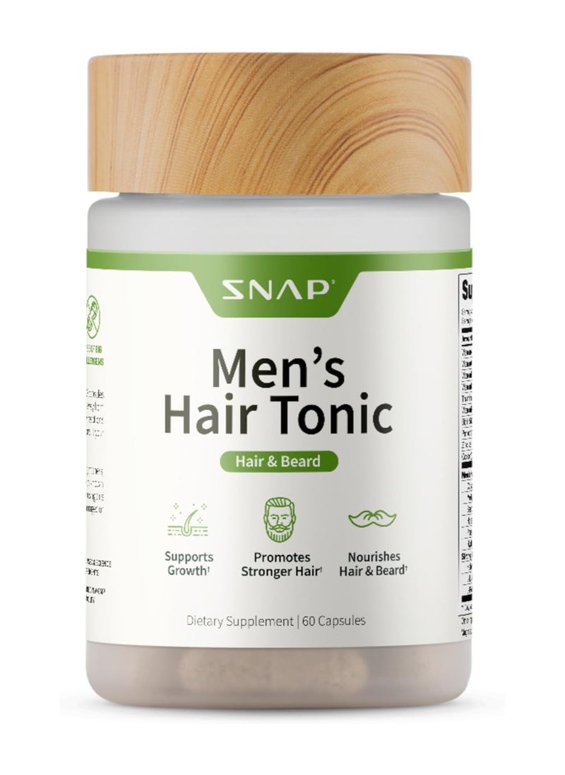 SNAP SUPPLEMENTS Men's Hair Tonic, Hair & Beard, Supports Growth, Promotes Stronger Hair and Nourishes Hair & Beard, Dietary Supplement - 60 Capsules  - Image 1