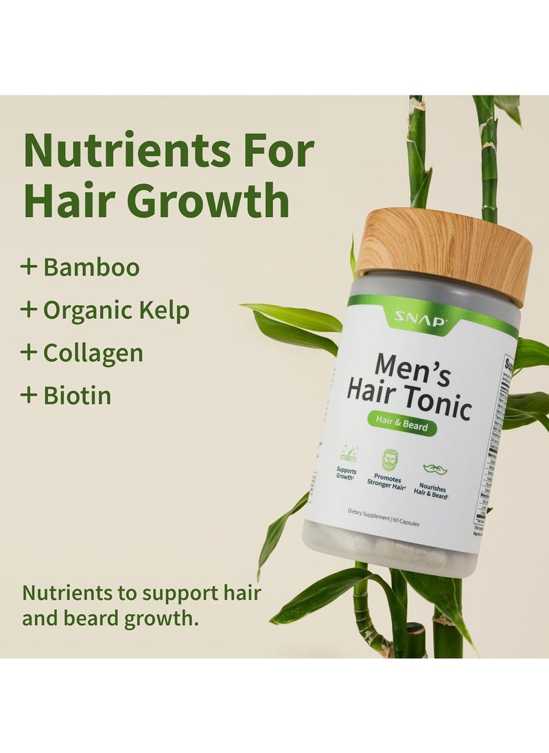 SNAP SUPPLEMENTS Men's Hair Tonic, Hair & Beard, Supports Growth, Promotes Stronger Hair and Nourishes Hair & Beard, Dietary Supplement - 60 Capsules  - Image 2