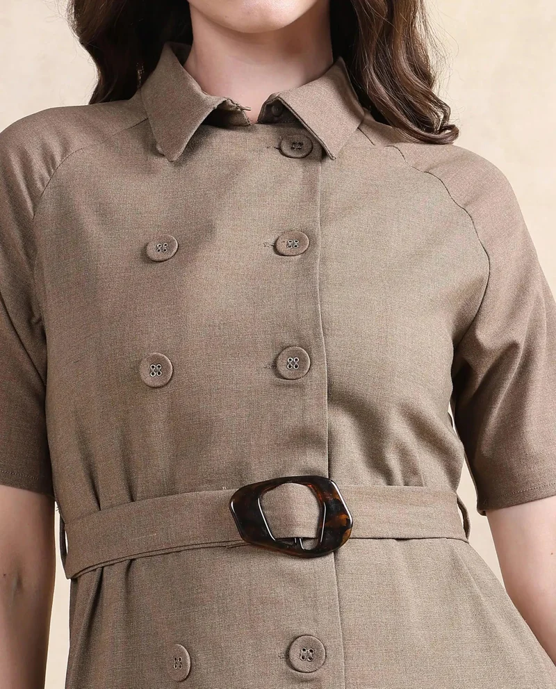 ريريزم Women's Trench Dress With Overlap Detail