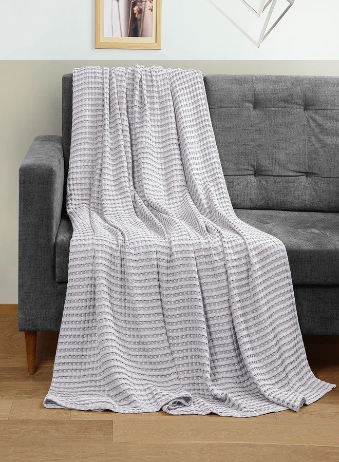 Utopia Bedding Silver 100% Cotton Waffle Blanket 300 GSM [Queen - 90x90 Inch] Soft Lightweight Breathable Bed Blanket for All Season - Image 4