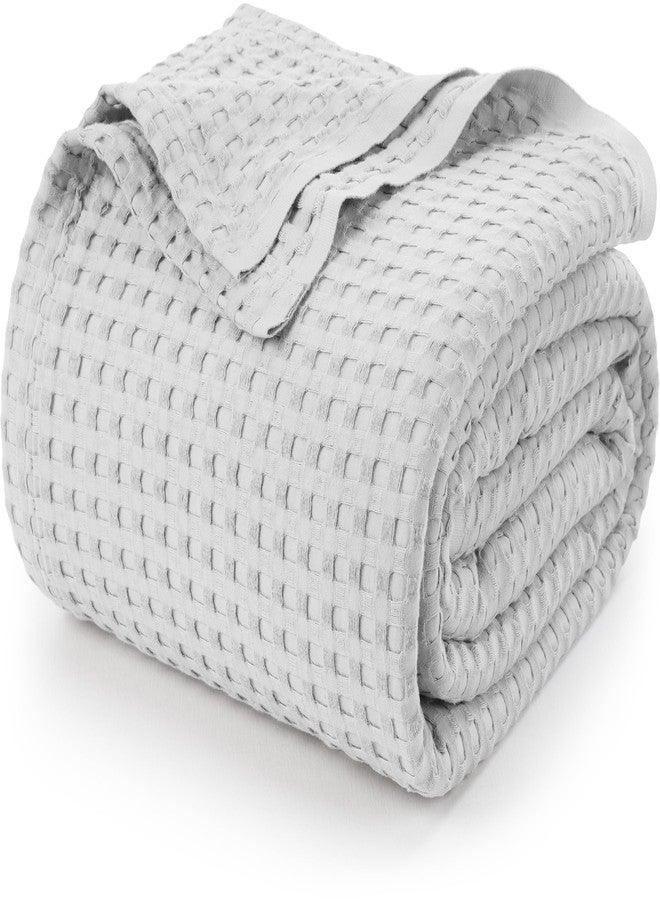 Utopia Bedding Silver 100% Cotton Waffle Blanket 300 GSM [Queen - 90x90 Inch] Soft Lightweight Breathable Bed Blanket for All Season - Image 1