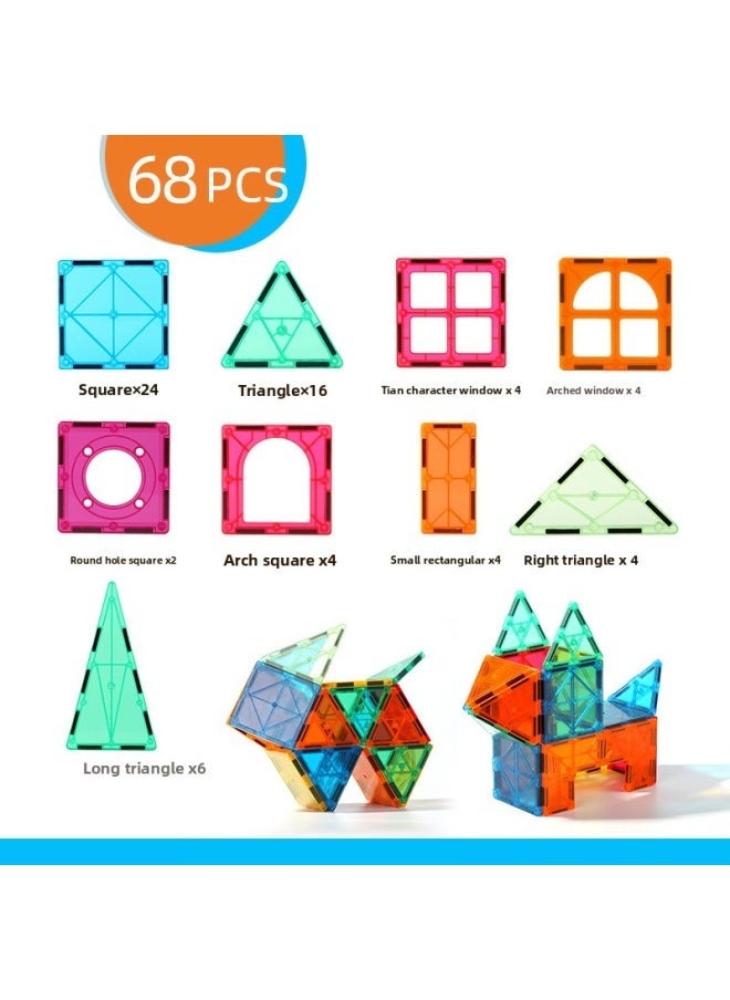 Special Color Window Magnetic Piece Building Block Set Changeable Mosaic Large Magnetic Early Education Toys A Generation Of Hair-Specifications:68-piece Color Window Set  - Image 1