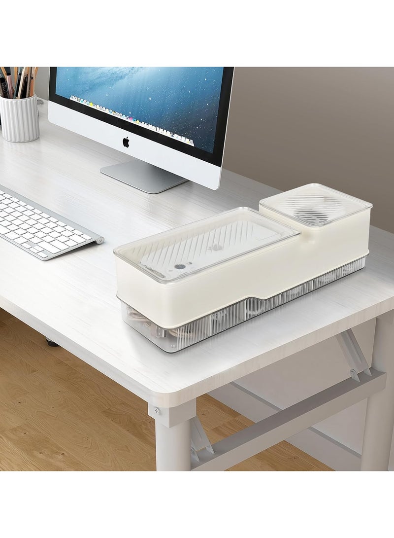 SYOSI Double Layer Cord Organizer Box, Charger Organizer, Cord Storage Organizer, Charging Cord Organizer, Cord Organizer Case, Plastic Cable Organizer, Double Layer Electronics Organizer - Image 4