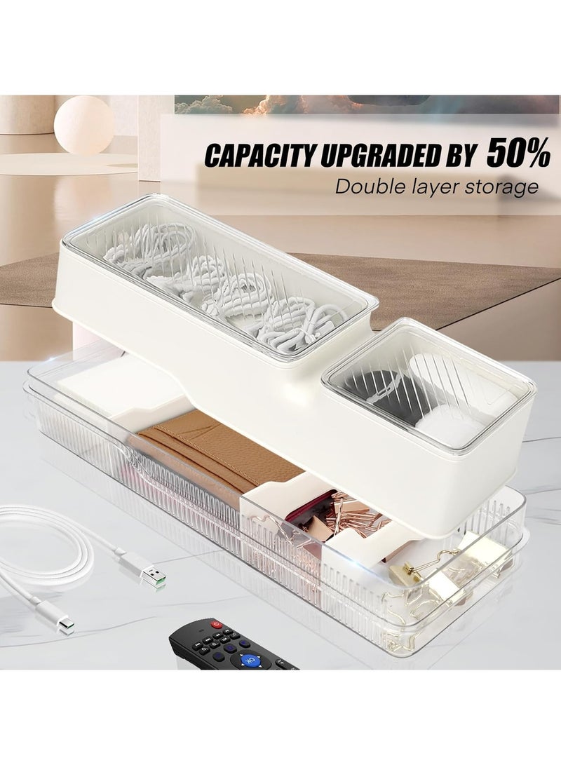 SYOSI Double Layer Cord Organizer Box, Charger Organizer, Cord Storage Organizer, Charging Cord Organizer, Cord Organizer Case, Plastic Cable Organizer, Double Layer Electronics Organizer - Image 2