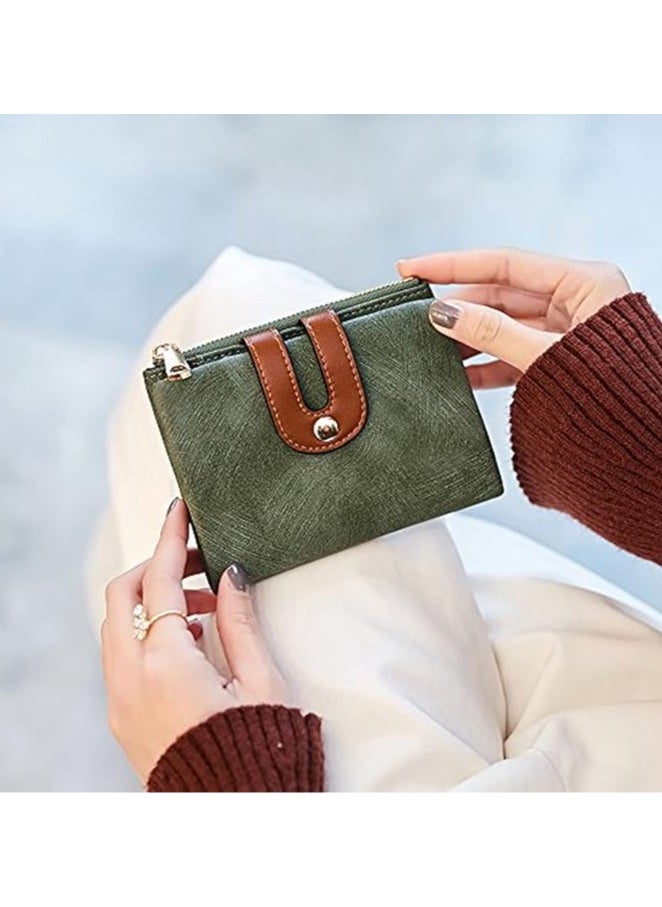 Generic - Women's Small Bifold Leather Wallet RFID Blocking Bifold Purse with Zipper Coin Pocket ID Window Credit Card Holders - Image 1