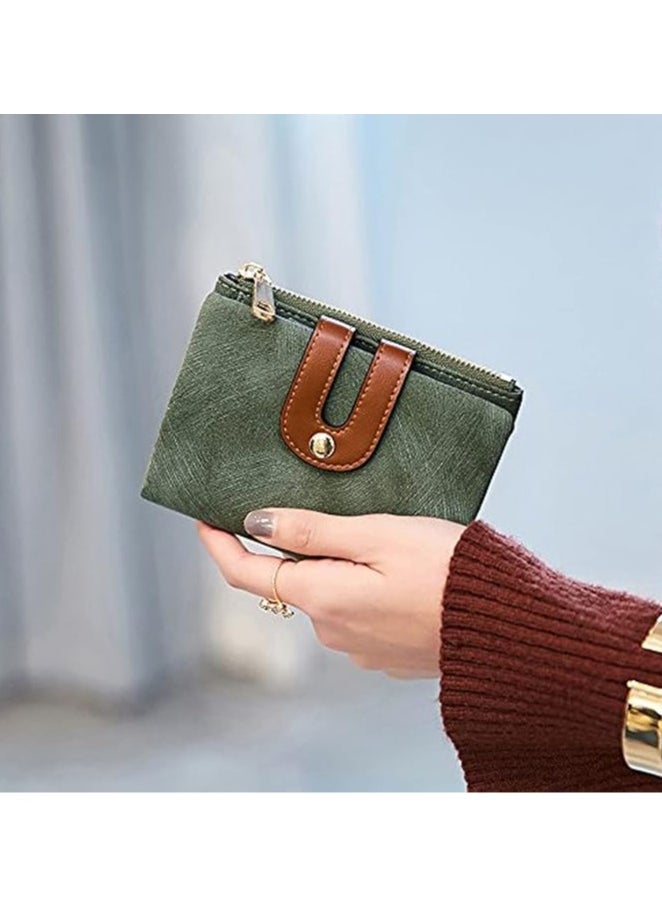 Generic - Women's Small Bifold Leather Wallet RFID Blocking Bifold Purse with Zipper Coin Pocket ID Window Credit Card Holders - Image 1