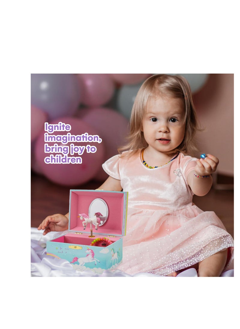Jewelkeeper Girls Musical Jewelry Storage Box with Spinning Unicorn | Rainbow Design, The Beautiful Dreamer Tune - Enchanting Unicorn Musical Box | Ideal Gift for 5 Year Old Girls | 6 x 4 x 3.5 inches