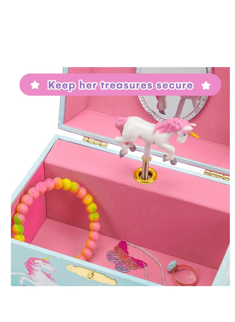 Jewelkeeper Girls Musical Jewelry Storage Box with Spinning Unicorn | Rainbow Design, The Beautiful Dreamer Tune - Enchanting Unicorn Musical Box | Ideal Gift for 5 Year Old Girls | 6 x 4 x 3.5 inches