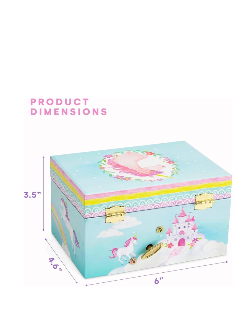 Jewelkeeper Girls Musical Jewelry Storage Box with Spinning Unicorn | Rainbow Design, The Beautiful Dreamer Tune - Enchanting Unicorn Musical Box | Ideal Gift for 5 Year Old Girls | 6 x 4 x 3.5 inches