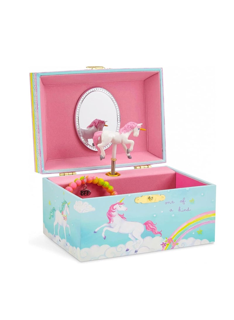 Jewelkeeper Girls Musical Jewelry Storage Box with Spinning Unicorn | Rainbow Design, The Beautiful Dreamer Tune - Enchanting Unicorn Musical Box | Ideal Gift for 5 Year Old Girls | 6 x 4 x 3.5 inches