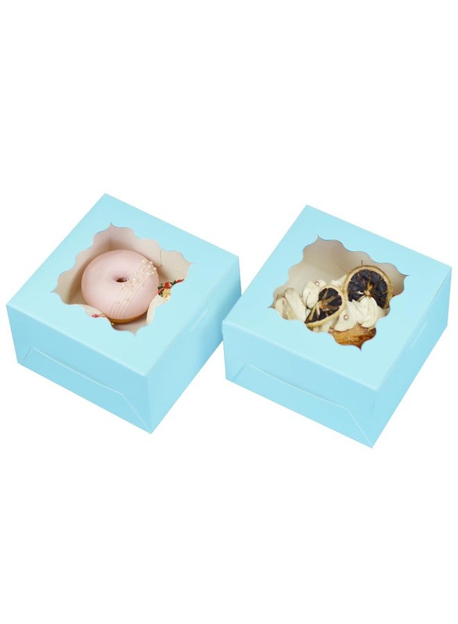 Bakepacker Light Blue 30-Packs Bakery Boxes with Window 6x6x3 inches Thick & Sturdy Macaroon Pastry Boxes Cookie Boxes for Bakerys - Image 4