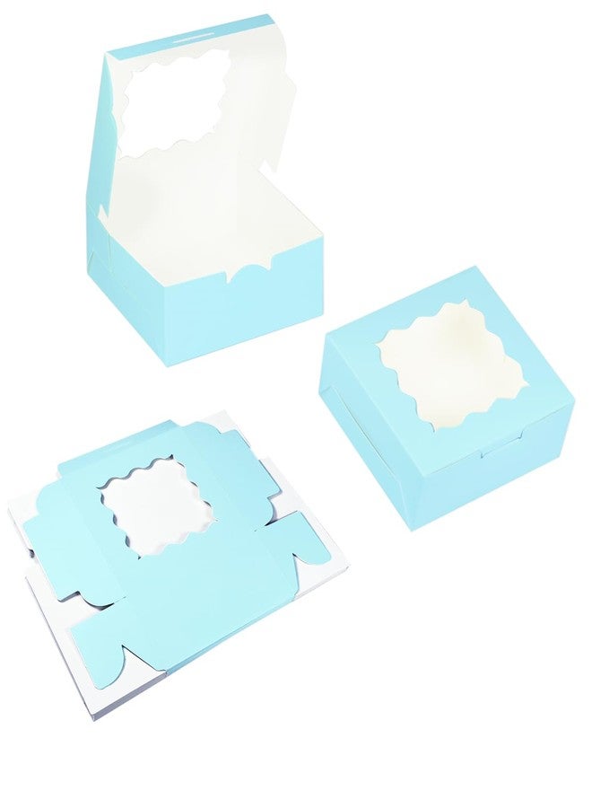 Bakepacker Light Blue 30-Packs Bakery Boxes with Window 6x6x3 inches Thick & Sturdy Macaroon Pastry Boxes Cookie Boxes for Bakerys - Image 3