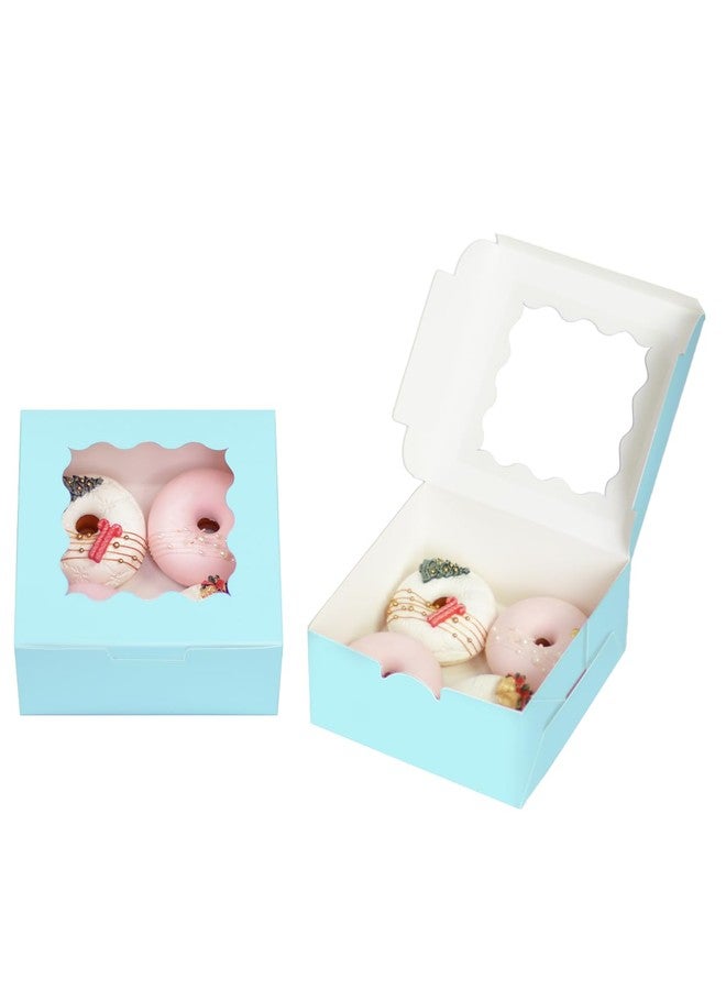 Bakepacker Light Blue 30-Packs Bakery Boxes with Window 6x6x3 inches Thick & Sturdy Macaroon Pastry Boxes Cookie Boxes for Bakerys - Image 2