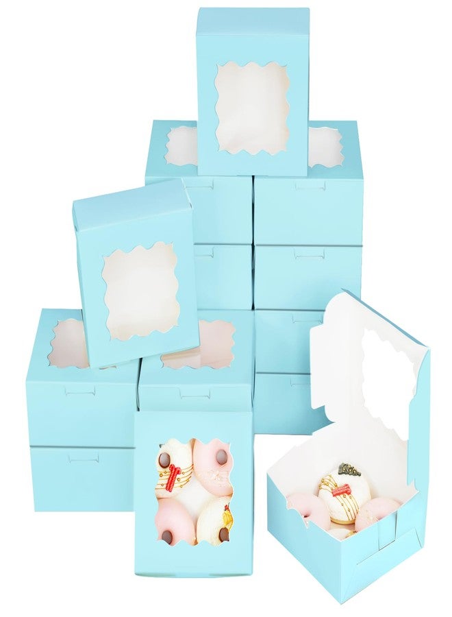 Bakepacker Light Blue 30-Packs Bakery Boxes with Window 6x6x3 inches Thick & Sturdy Macaroon Pastry Boxes Cookie Boxes for Bakerys - Image 1