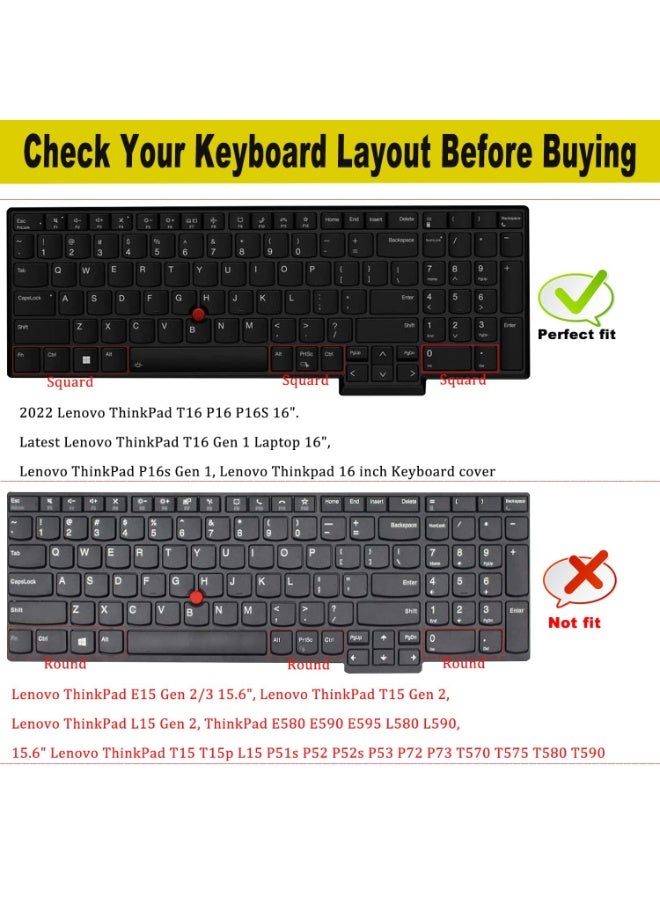 غطاء لوحة المفاتيح متوافق مع 2023 لينوفو ThinkPad E16 L16 T16 P16 P16v P16s 16 بوصة ThinkPad L15 Gen 4 15.6 بوصة ThinkPad E16 L16 T16 P16 P16v P16s Gen 2 - Image 2