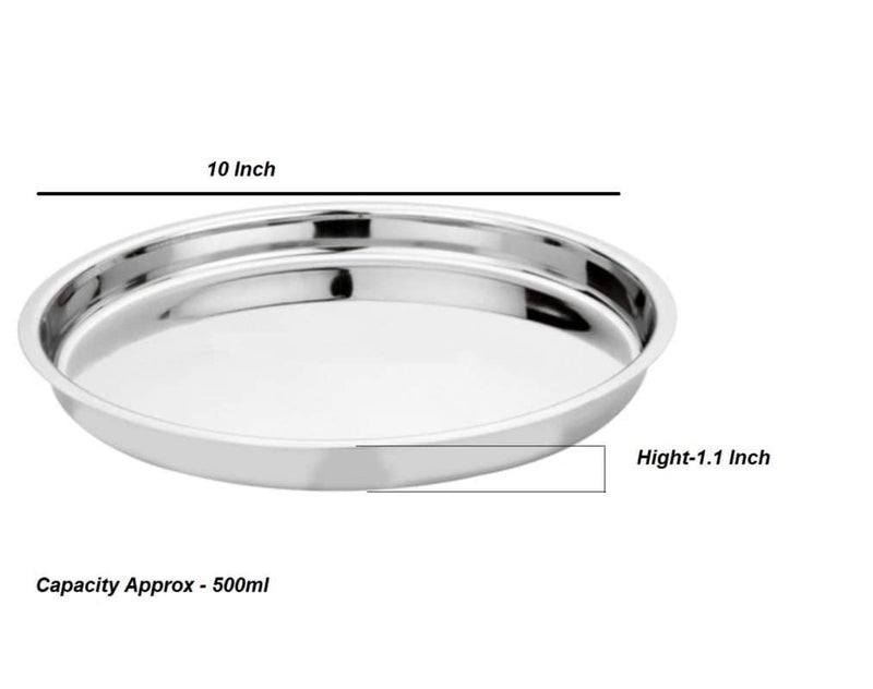 Benstar Stainless Steel Dinner Plate Dinner Thali 10 Inch Set of 4 - Image 2