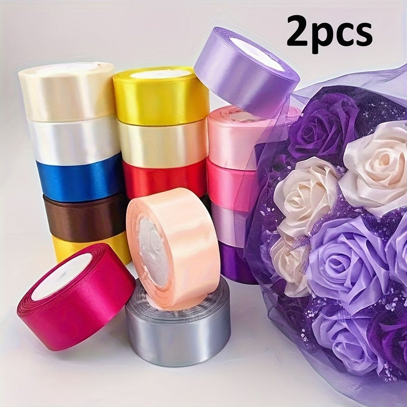 Peach Pink 2Pcs 1.5 Inch Wide Satin Ribbon for Gift Wrapping And Wedding Decor - Image 1