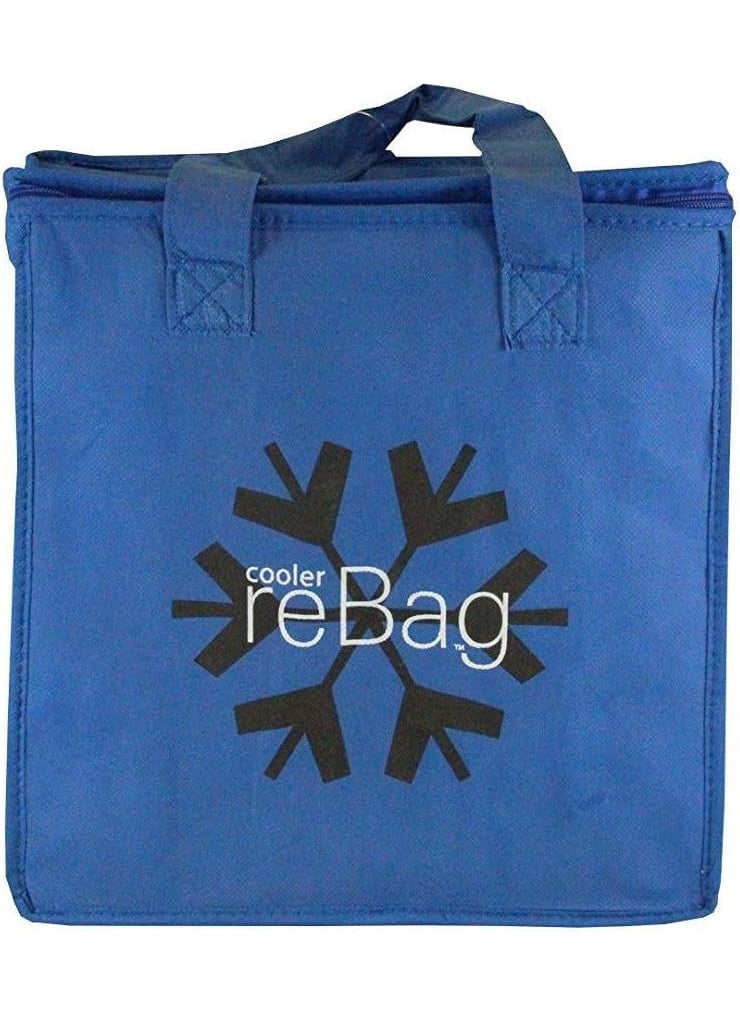 Decony Decony 2 pack  Reusable Thermel Insulated Grocery shopping bags zippedtote Warm Foldable Hot  Cold cooler bag 70g Blue NonWoven PP Foil Lined Flat Bottom Full Handle  - Image 2