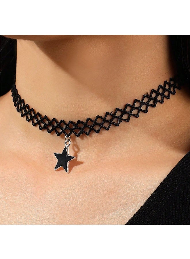 Black Necklace Star Short Lace Necklace Chain Stretch Jewelry Women's Valentine's Day Birthday Gift - Image 1