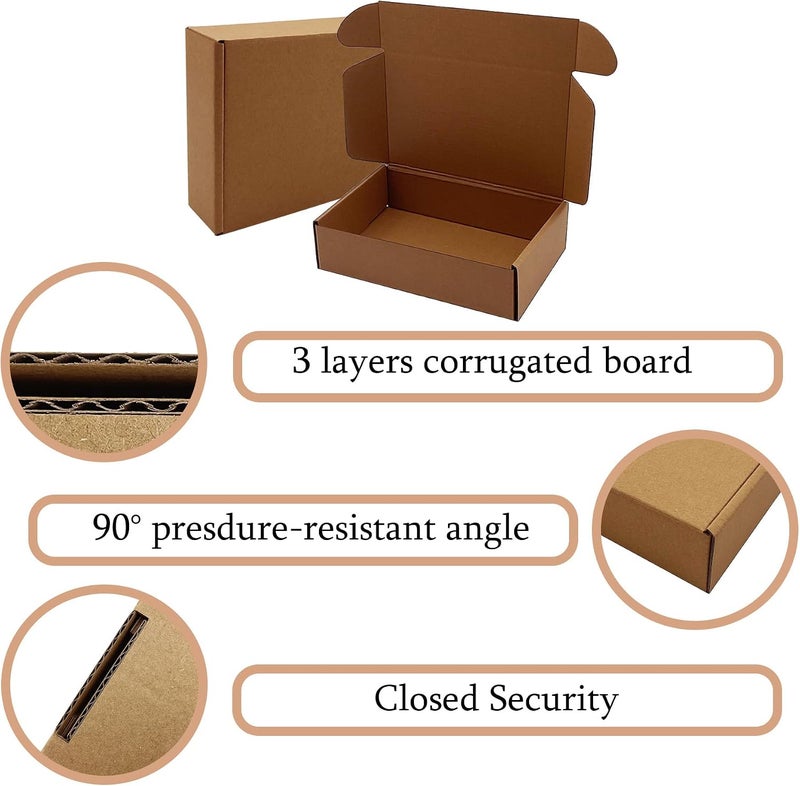 KIAECHWU Shipping Boxes 8x5x2 inch 50 Pack,Brown Corrugated Boxes Mailer Packaging for Mailing Small Business，E-Commerce Gift Boxes for Wrapping Present Moving Storage Heavy Duty Recycled Cardboard Boxes - Image 2