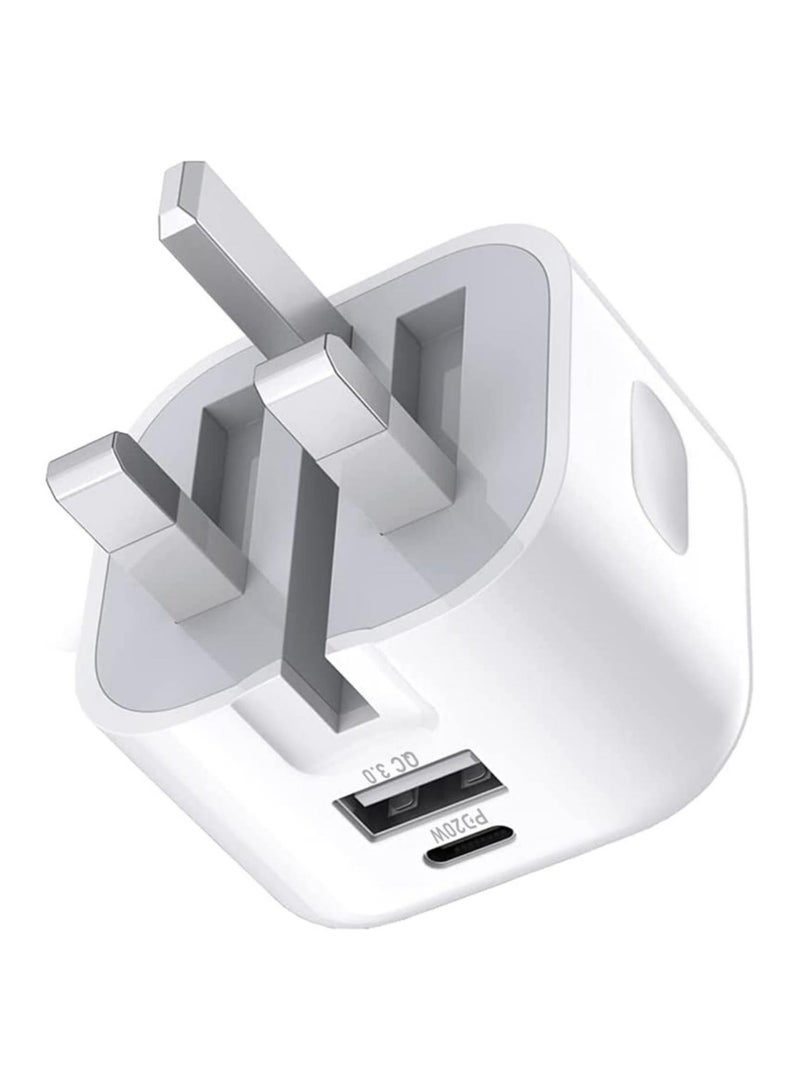 MUNTAQI 20W USB C Charger Block, 2-Ports [USB-C + USB] Charging Station, QC PD3.0 GaN Fast Charging Block, Type C Power Adapter for iPad Pro/iPhone/Samsung Note/Galaxy (Not with Cable) - Image 2