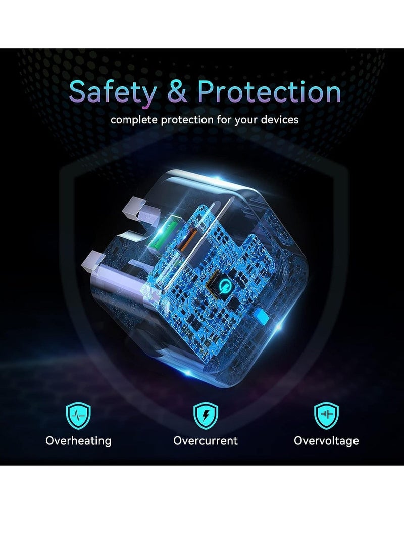 MUNTAQI 20W USB C Charger Block, 2-Ports [USB-C + USB] Charging Station, QC PD3.0 GaN Fast Charging Block, Type C Power Adapter for iPad Pro/iPhone/Samsung Note/Galaxy (Not with Cable) - Image 3