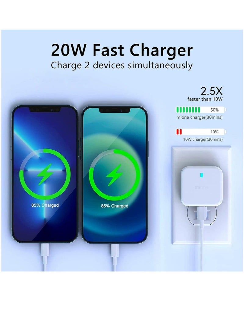 MUNTAQI 20W USB C Charger Block, 2-Ports [USB-C + USB] Charging Station, QC PD3.0 GaN Fast Charging Block, Type C Power Adapter for iPad Pro/iPhone/Samsung Note/Galaxy (Not with Cable) - Image 5