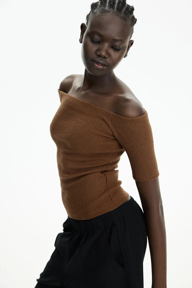 H&M Rib-knit off-the-shoulder top