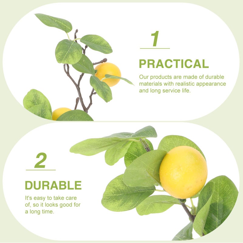 Lifelike Faux Lemon Branches with Green Leaves Set of 2 for Vase Centerpiece Decor - Image 5