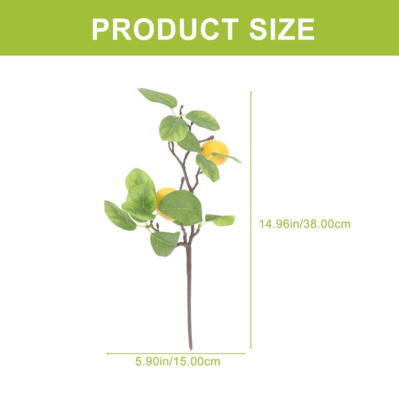 Lifelike Faux Lemon Branches with Green Leaves Set of 2 for Vase Centerpiece Decor - Image 3