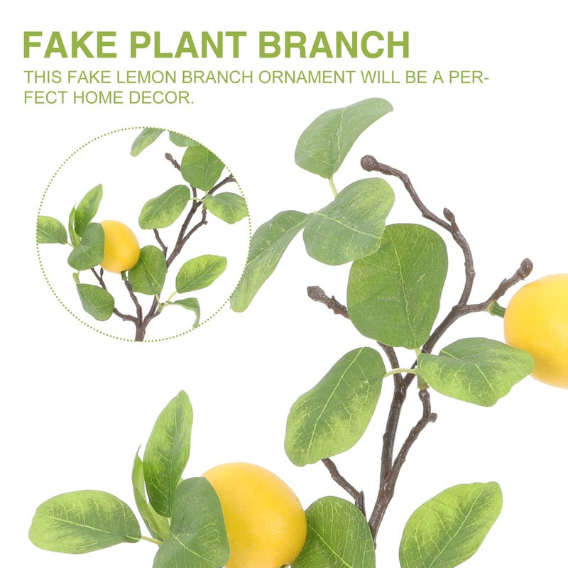 Lifelike Faux Lemon Branches with Green Leaves Set of 2 for Vase Centerpiece Decor - Image 4