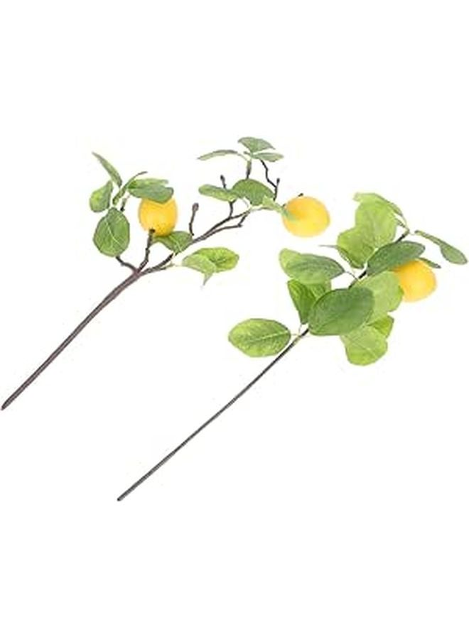 Lifelike Faux Lemon Branches with Green Leaves Set of 2 for Vase Centerpiece Decor - Image 1