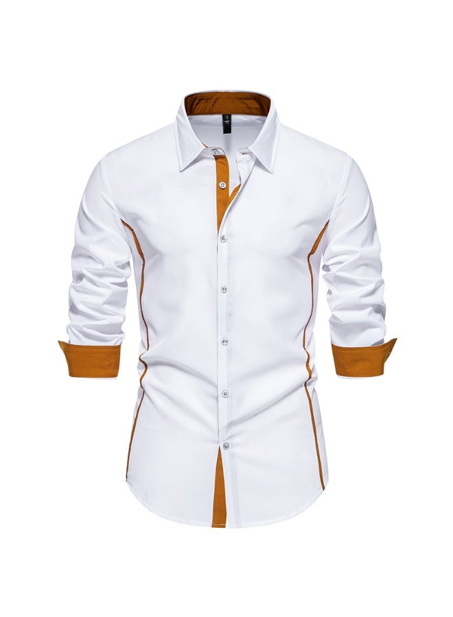 KUYING New Color Blocking Triangle Neck Long Sleeved Shirt