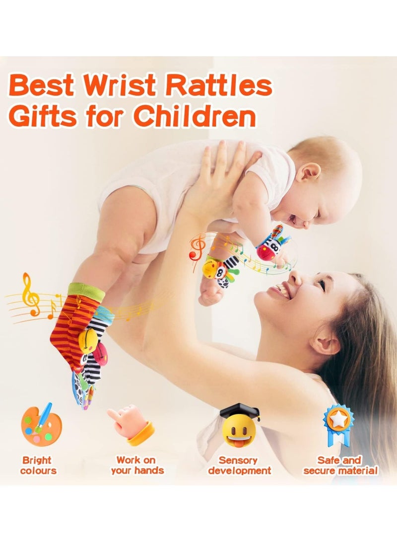 Wrist Rattle Drum and Ring The Bell Socks, Newborn Plush Toy - Image 2