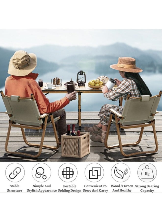 GGEROU - Portable Roll Up Picnic Table with Carry Bag,Folding Camping Tables,Carbon Steel Frame & Wooden Table,Serve for 4-6 Person, 23 * 45 inch - Image 1