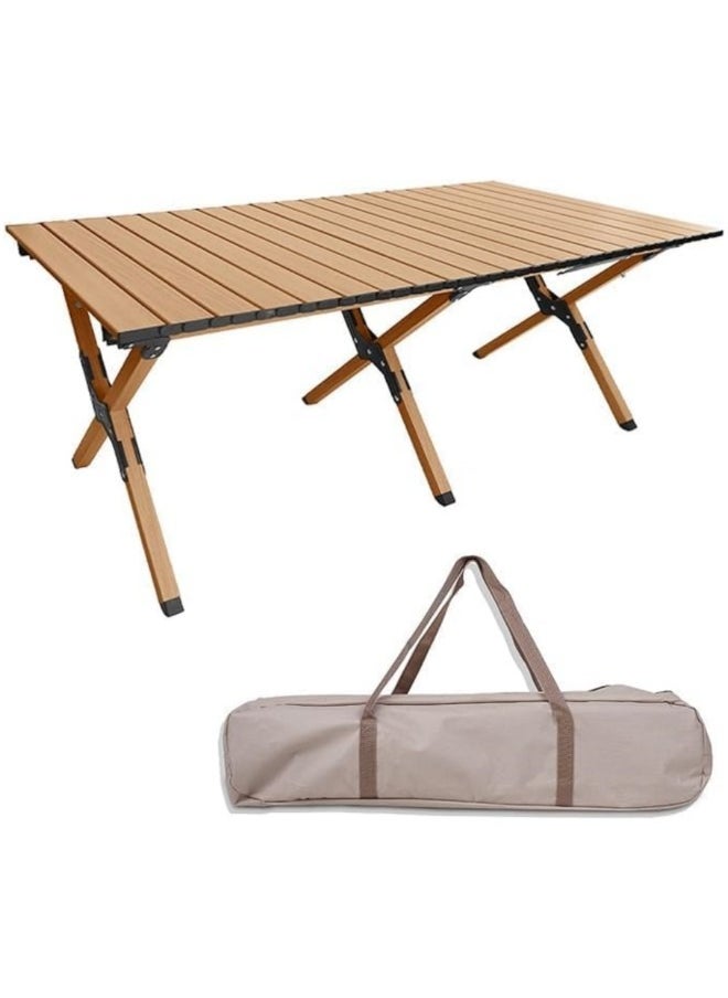 GGEROU - Portable Roll Up Picnic Table with Carry Bag,Folding Camping Tables,Carbon Steel Frame & Wooden Table,Serve for 4-6 Person, 23 * 45 inch - Image 1