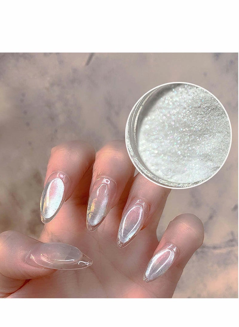 Pearl Powder Set, 4 Boxes Ice Transparent Aurora, Neon Rainbow Holographic, Chameleon Powder, Chrome Iridescent Pigment, Pearlescent High Gloss Nail Art Glitters - Image 1