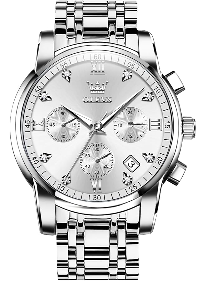 Excefore Watch For Men Luxury Dress Gold Stainless Steel Analog Quartz Waterproof Luminous Date Diamond Business Two Tone Casual Wrist Mens Watch - Image 1