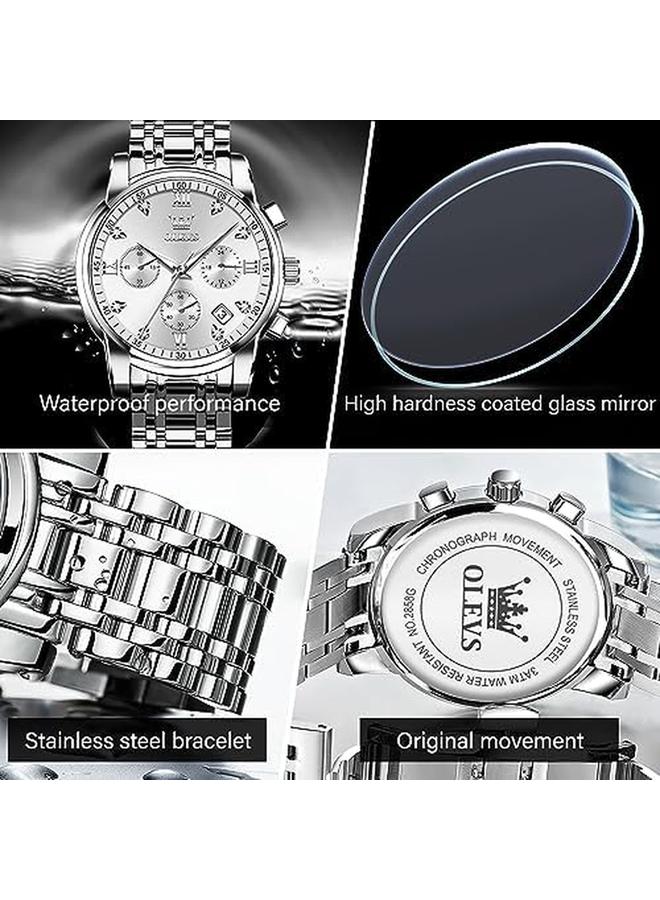 Excefore Watch For Men Luxury Dress Gold Stainless Steel Analog Quartz Waterproof Luminous Date Diamond Business Two Tone Casual Wrist Mens Watch - Image 4