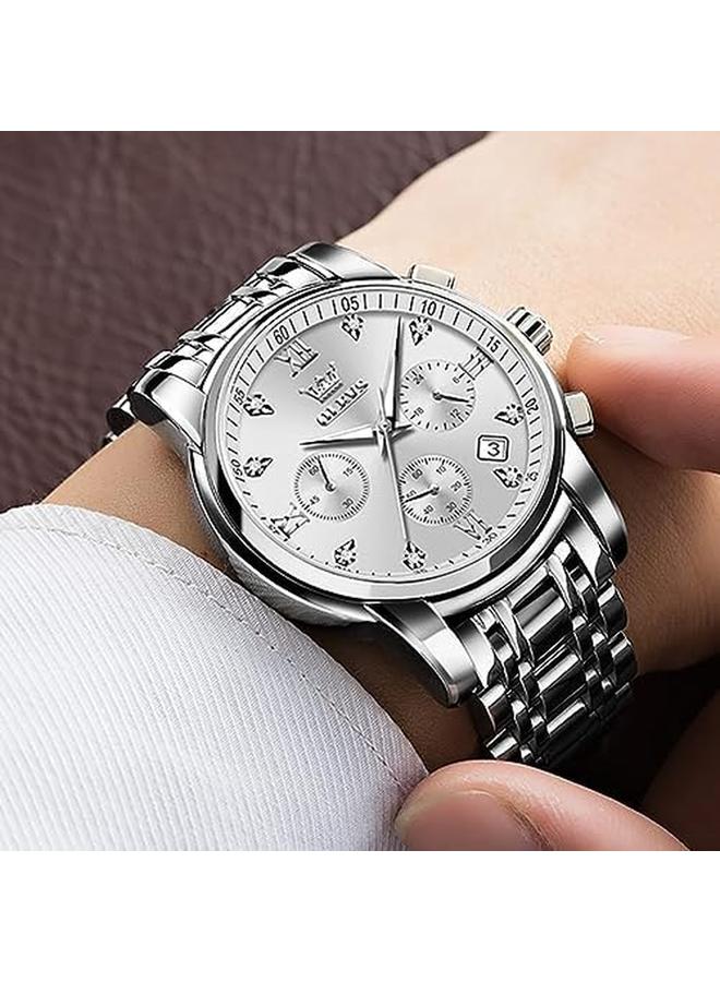 Excefore Watch For Men Luxury Dress Gold Stainless Steel Analog Quartz Waterproof Luminous Date Diamond Business Two Tone Casual Wrist Mens Watch - Image 3